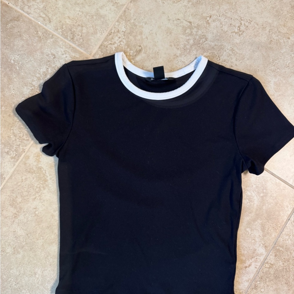 Athleta Black Tee with White Trim